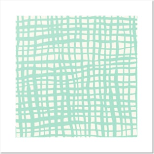 Retro grid pattern - pastel turquoise Posters and Art